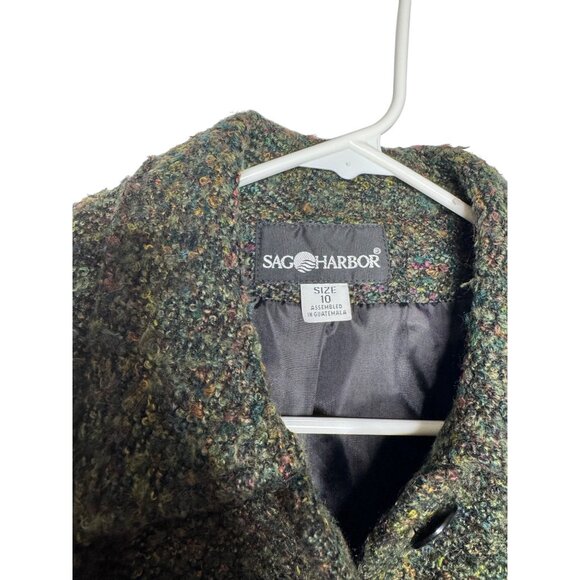 Sag Harbor Womens Tweed Button-Front Jacket Size 10 Multicolor Wool Blend - Picture 2 of 5